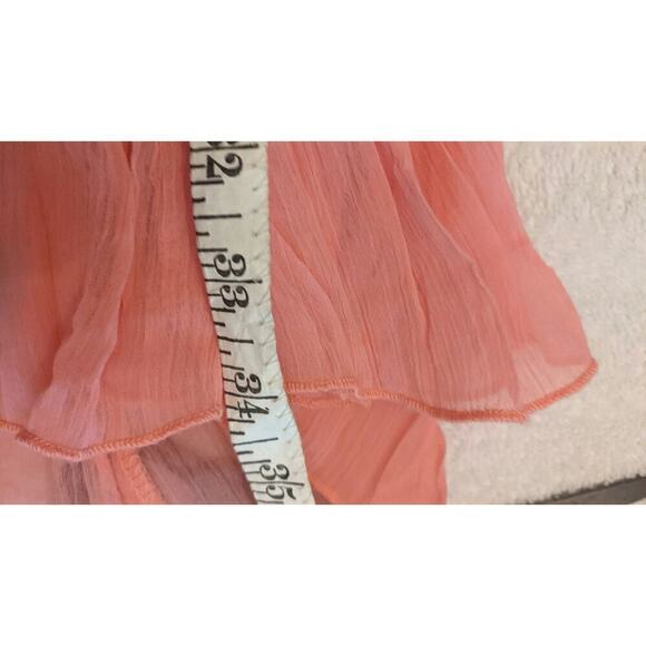 Chiffon Pink Coral Midi Skirt with Liner, Size 16 - Picture 8 of 9
